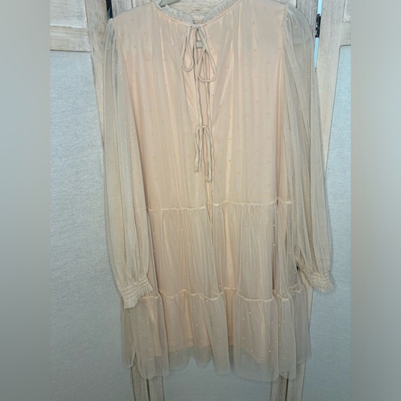 Blush Tulle Tiered Sheer Sleeve Babydoll Dress NWOT - Picture 10 of 16